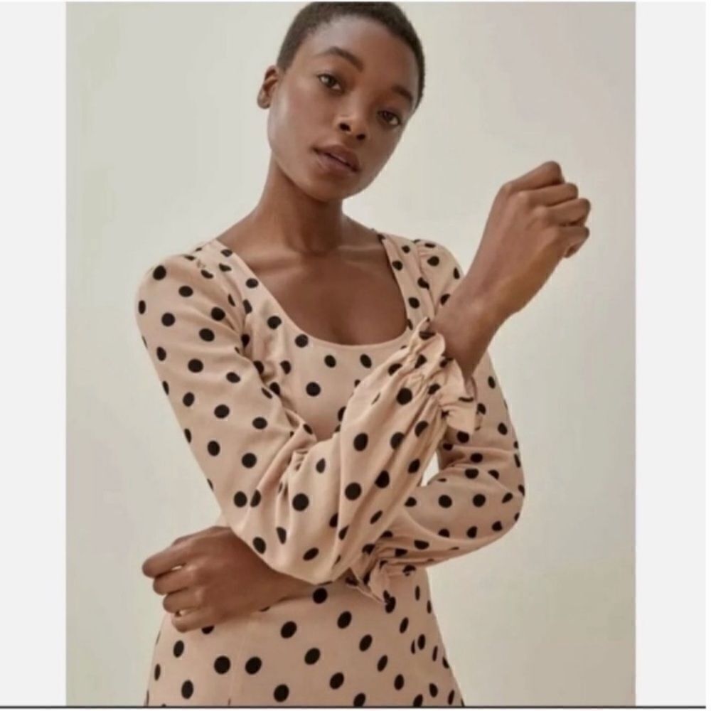 NWT Reformation Woodstock Midi Pink Ibiza Dress Dots Size 0 - Picture 4 of 11